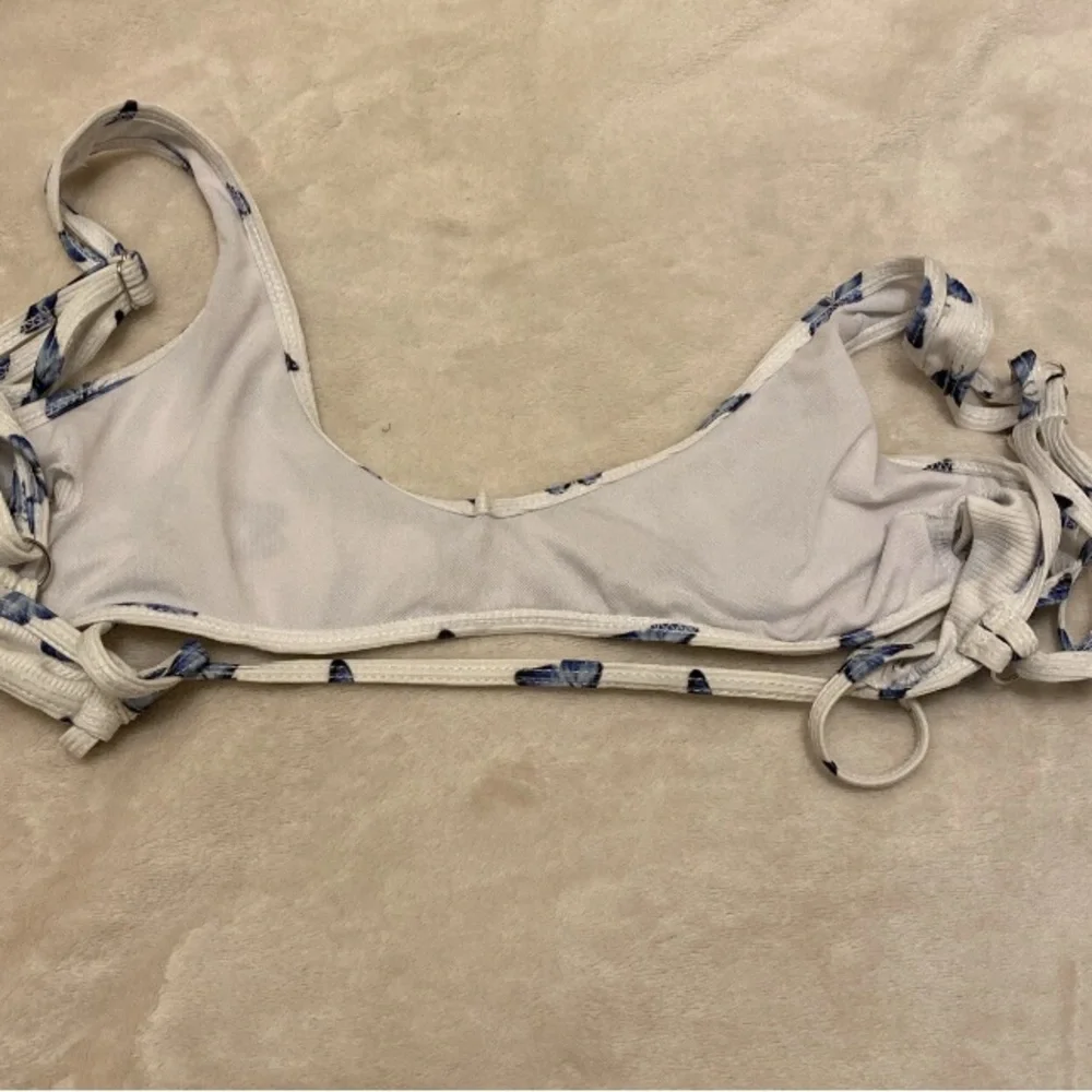 SHEIN White Bikini with Blue Butterfly Pattern